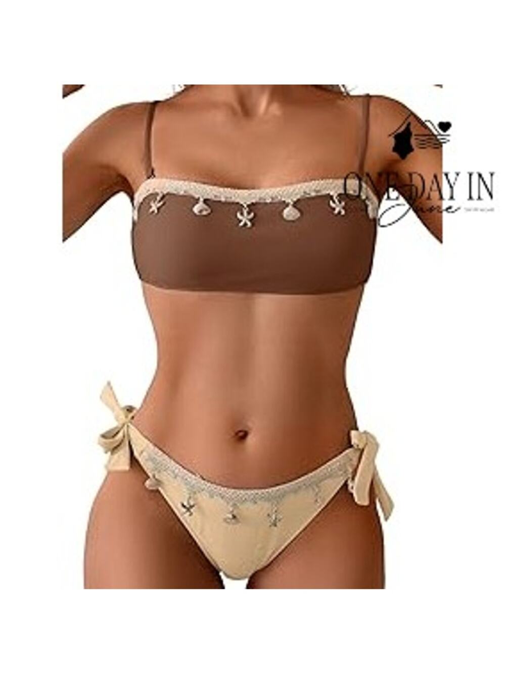 Aleumdr Tie Back Tie Side Bikini Swimwuit Size L